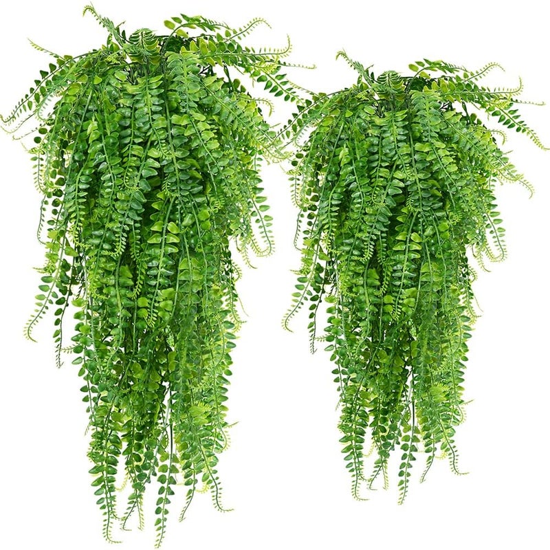 Sztuczny Ferns zewnętrzny zestaw 2 szt.- UV sztuczny Hanging rośliny do Wall i wewnętrzny- Hanging Baskets(Ferns)