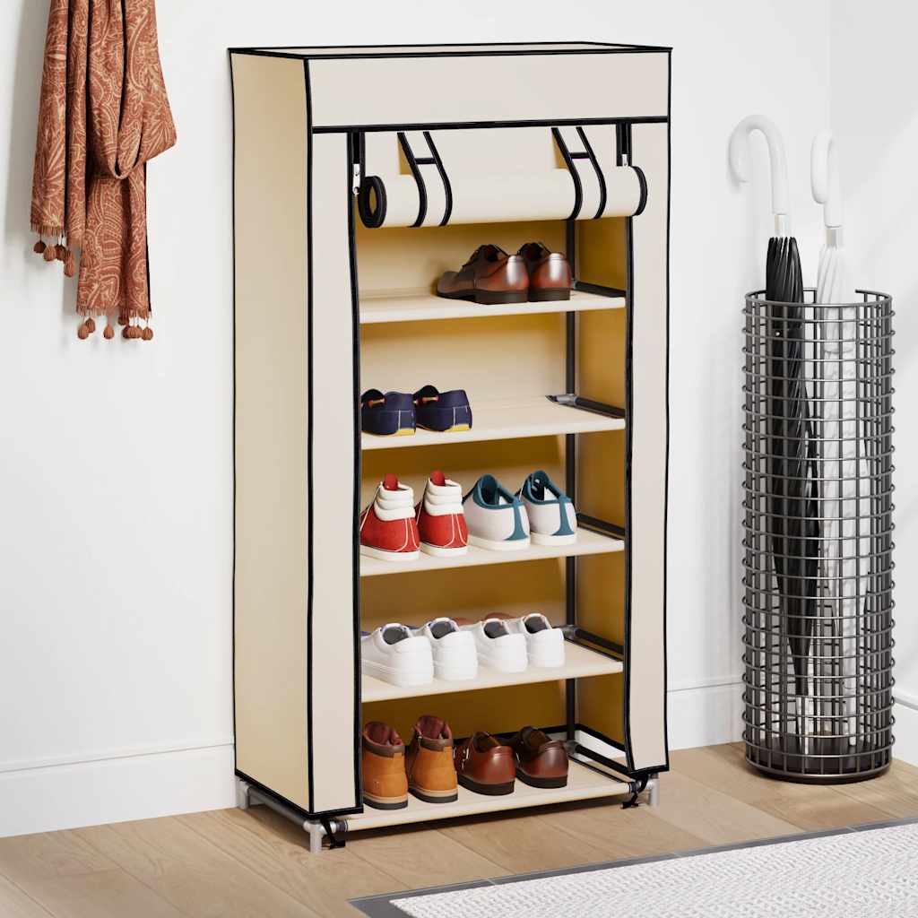 Szafka na buty z osłoną, kremowa, 58x28x106 cm, tkanina