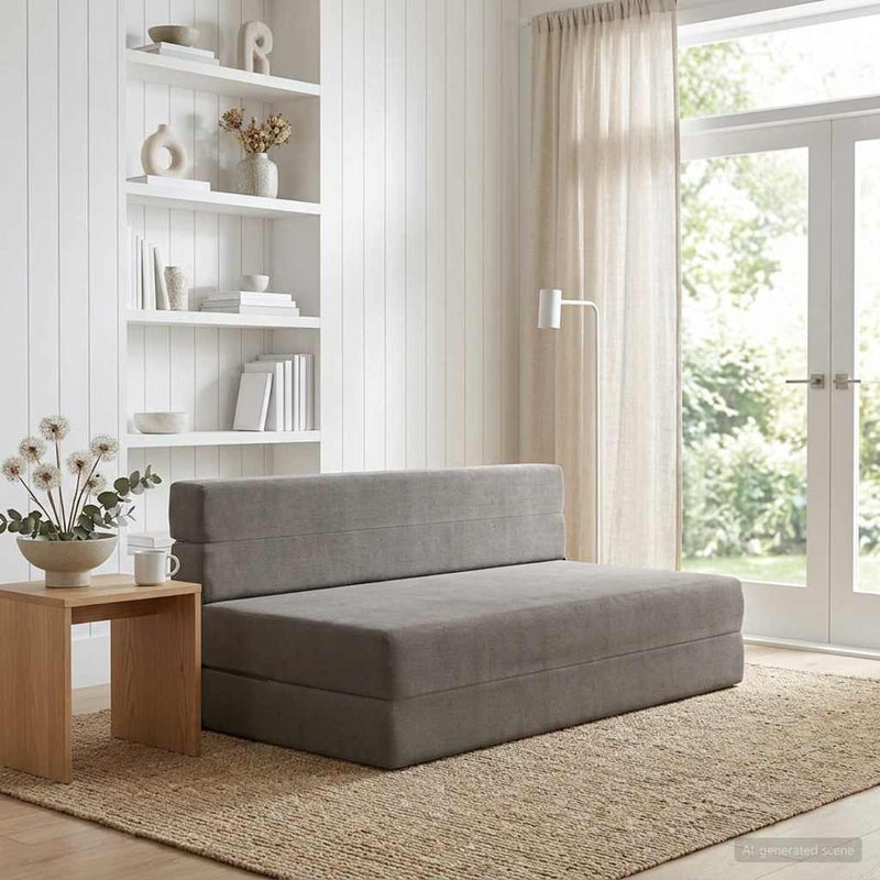 Składana Sofa Łóżko jasnoszary 152 x 86,5 x 60 cm tkanina vidaXL