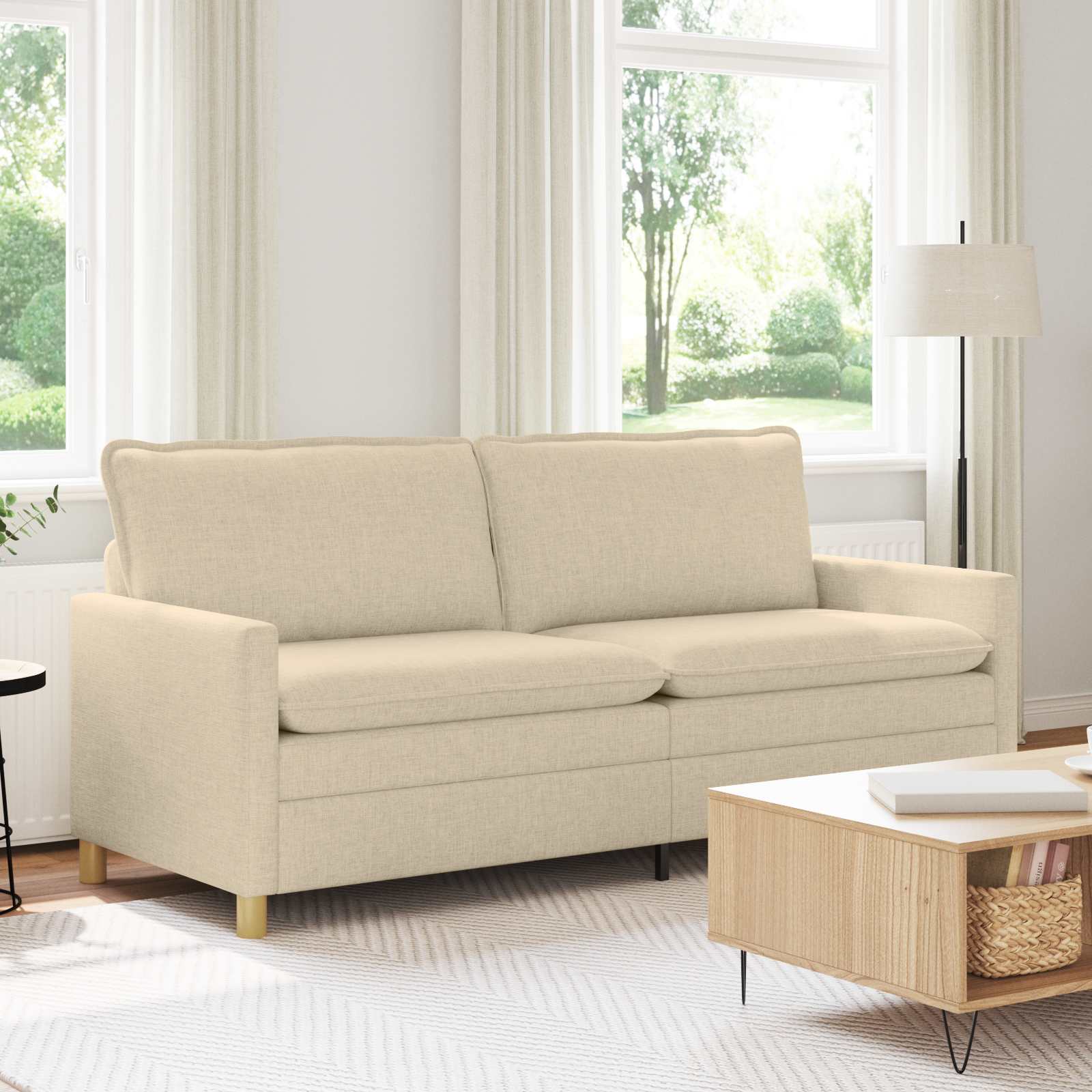 Sofa kremowy 196 x 81 x 87,5 cm tkanina vidaXL