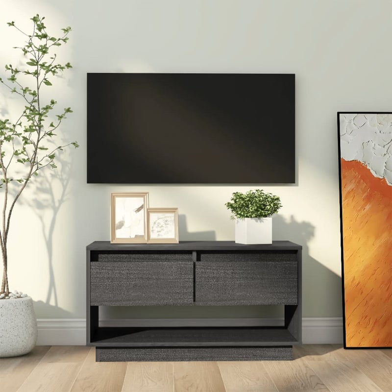 vidaXL Szafka telewizor, szara, 74x34x40 cm, lite drewno sosnowe