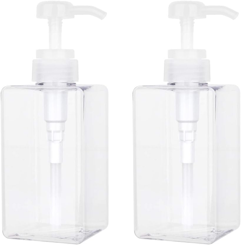 Dozownik mydła 450 ml, zestaw 2 pustych plastikowych butelek do kuchni i łazienki, przezroczysty