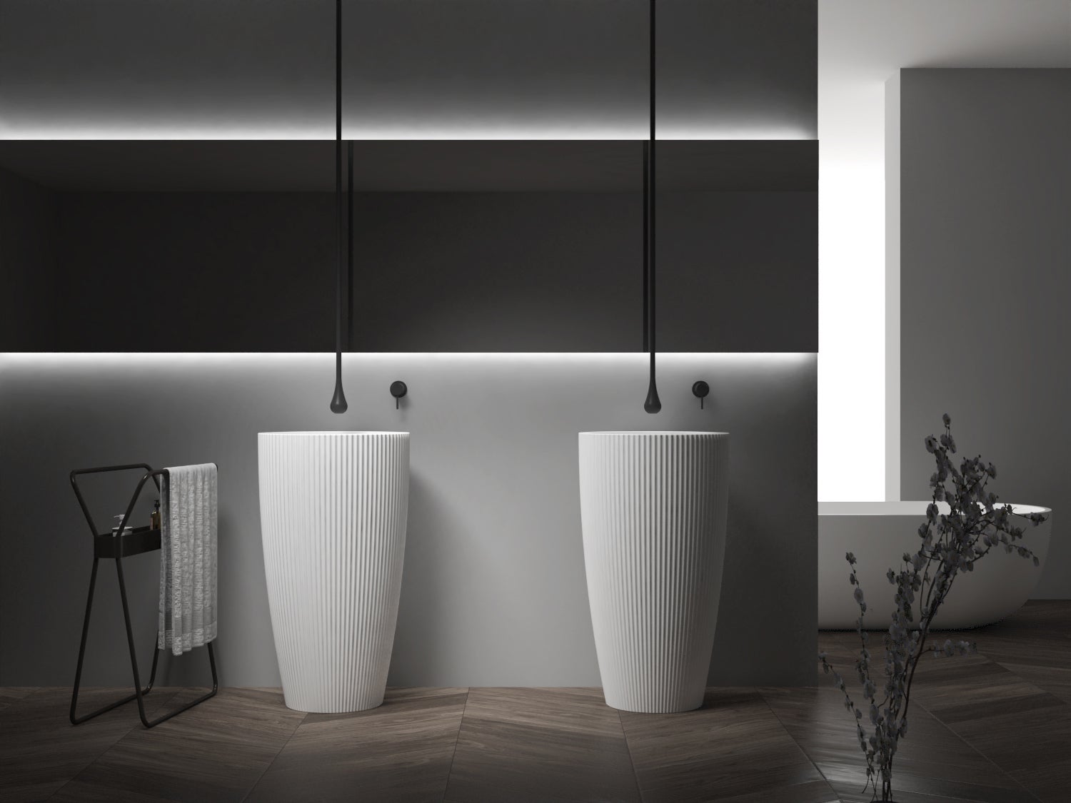 Bernstein Umywalka wolnostojąca TWZ316 odlew mineralny - 50 x 50 x 90 cm - biały mat