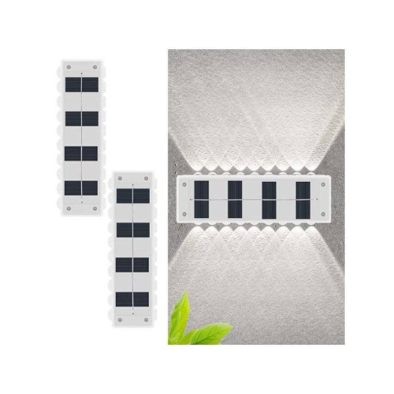 Ekonomiczny Zestaw 2 Lamp Solarnych - Kinkiet 18 LED, Oświetlenie Dwufunkcyjne, Wodoodporny, Światło Białe, Ogród Zen/Kwiecisty Balkon
