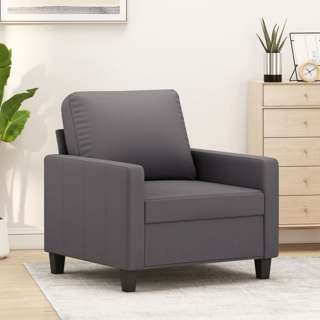 Fotel, szary, 60 cm, obity sztuczną skórą vidaXL