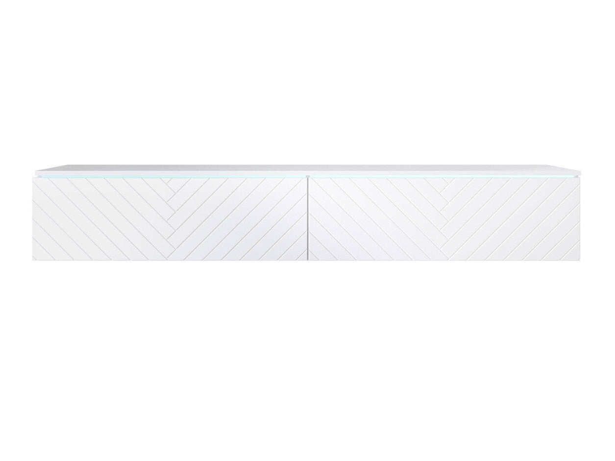 MIRJAN24 Szafka RTV D180 MDF z oświetleniem LED biały/jodełka