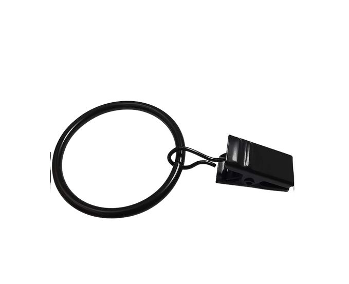 Kółka do zasłon z klipsami, klipsy do zasłon z kółkami, średnica wewnętrzna kółka 3,5 cm (czarne, 1 szt.)
