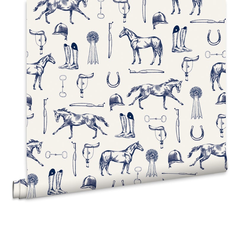 Joules Tapeta filzelinowa SKETCHED EQUESTRIAN 10 m x 52 cm