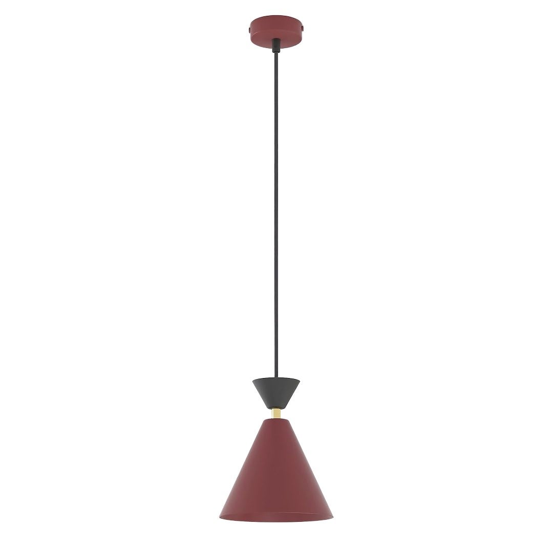 Lampa wisząca dekoracyjna burgundowo-czarna stożkowy klosz 1xE14 10W KLEVER Emibig