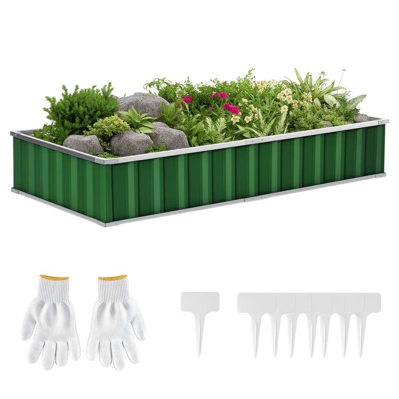 Modular ogród kwadratowy warzywny plot, tool-free montaż, gloves dołączony 174 x 90 x 30 cm ocynkowany stal zielony