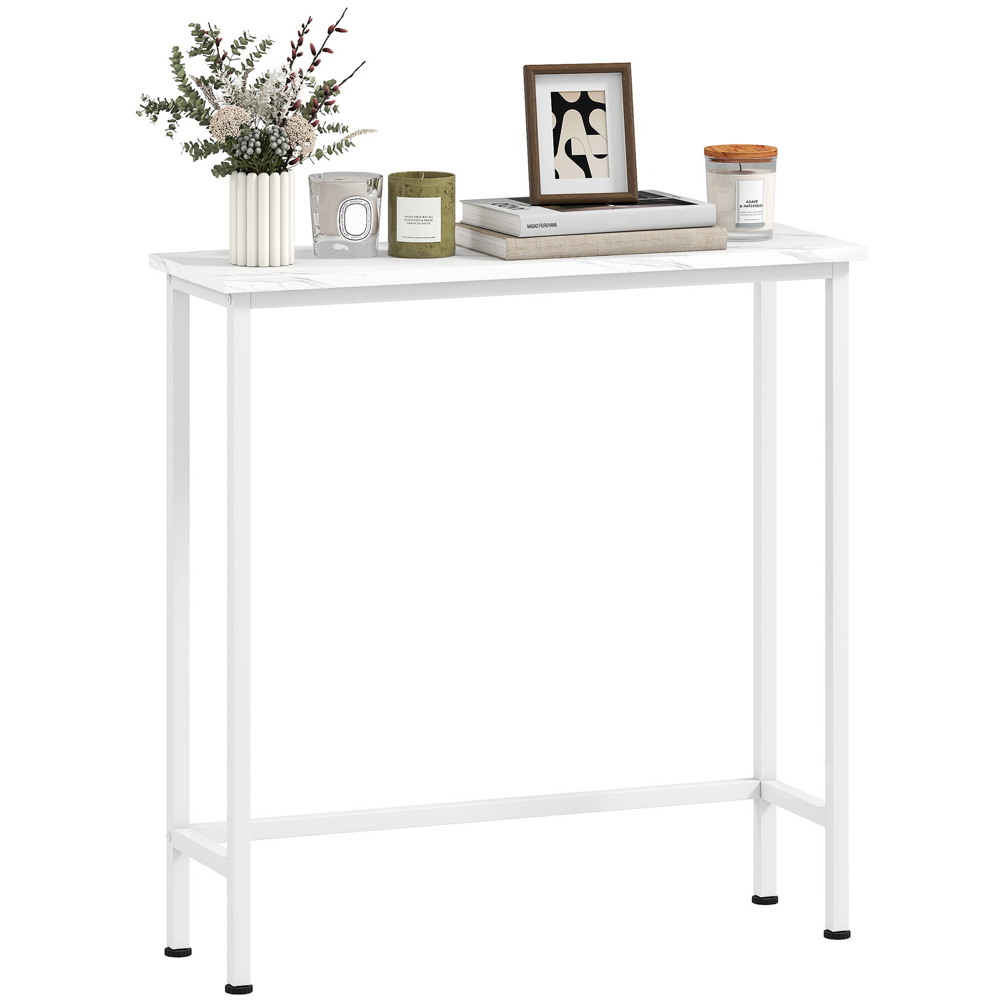 Stolik w stylu konsultanta, regulowane podkładki, zabezpieczenie przed przewróceniem, 75x24x76 cm, do małych przestrzeni, biały.