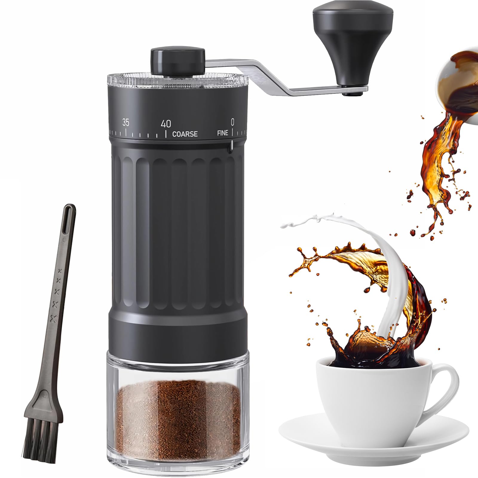 Ręczny młynek do kawy, zewnętrzny regulowany młynek do kawy z 40 poziomami mielenia do espresso