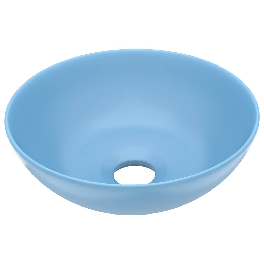 Umywalka Nablatowa Ceramiczna Okrągła Niebieska do Łazienki 28 cm