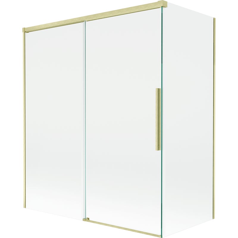 Mexen Rox parawan nawannowy 2-skrzydłowy rozsuwany 140 + 70 x 150 cm, transparent, złoty szczotkowany - 8C9-140-070-55-00