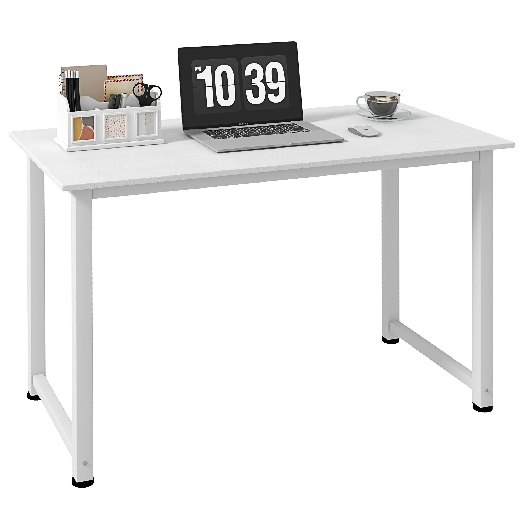 Biurko komputerowe, stół do jadalni biały 120x60 cm, metalowa rama do biura i nauki