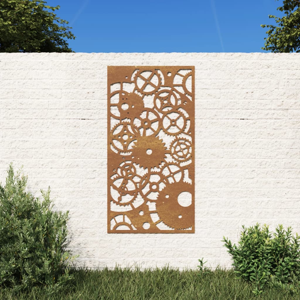 Ogrodowa dekoracja ścienna, 105x55cm, stal kortenowska, zębatki vidaXL