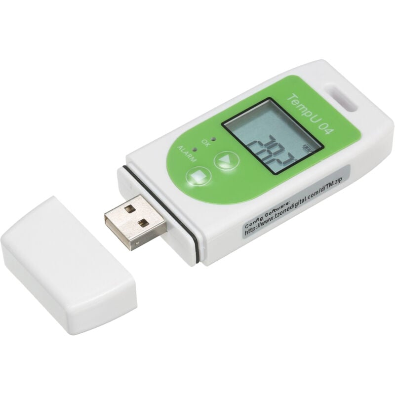 Rejestrator danych termometru, wielofunkcyjny rejestrator temperatury USB, wielokrotnego użytku, o pojemności 32 000 pomiarów, zielony
