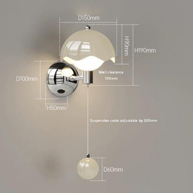 Lampa nocna LED, kinkiet w stylu vintage (kolor kremowy) do sypialni/salonu, designerska oprawa, 3000/4000/6000 K