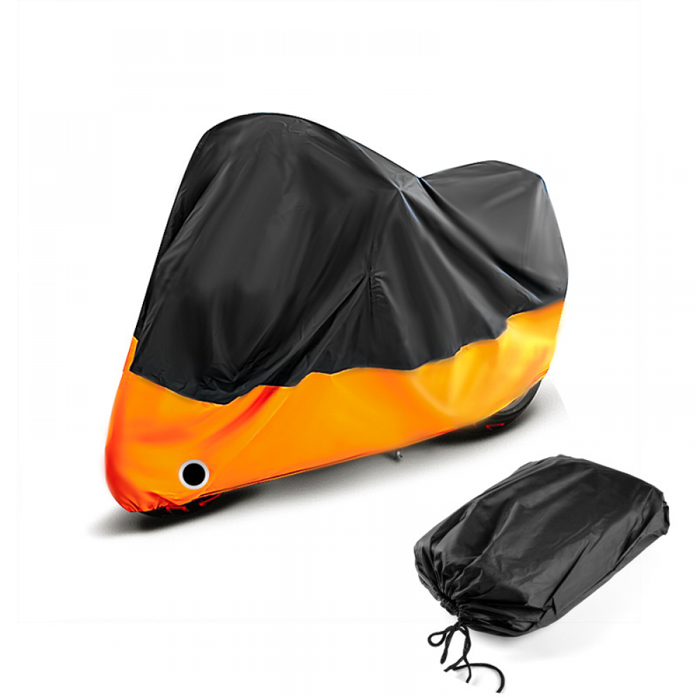 Wodoodporny pokrowiec na motocykl - tkanina Oxford -265 x 105 x 125 cm XXXL - 1 sztuka - czarno - pomarańczowy