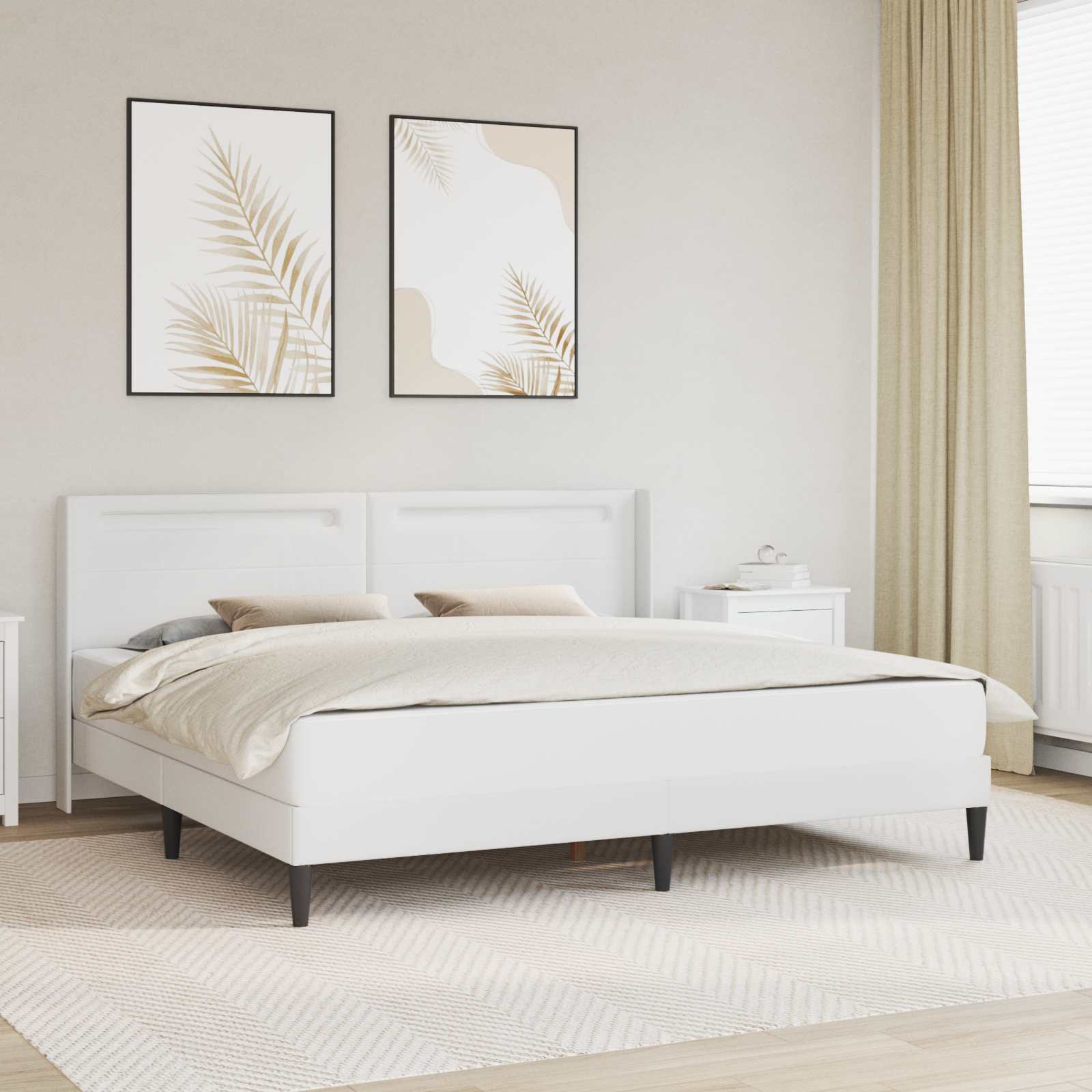 Rama łóżka z materacem Biały 180 x 200 cm Ekoskóra vidaXL