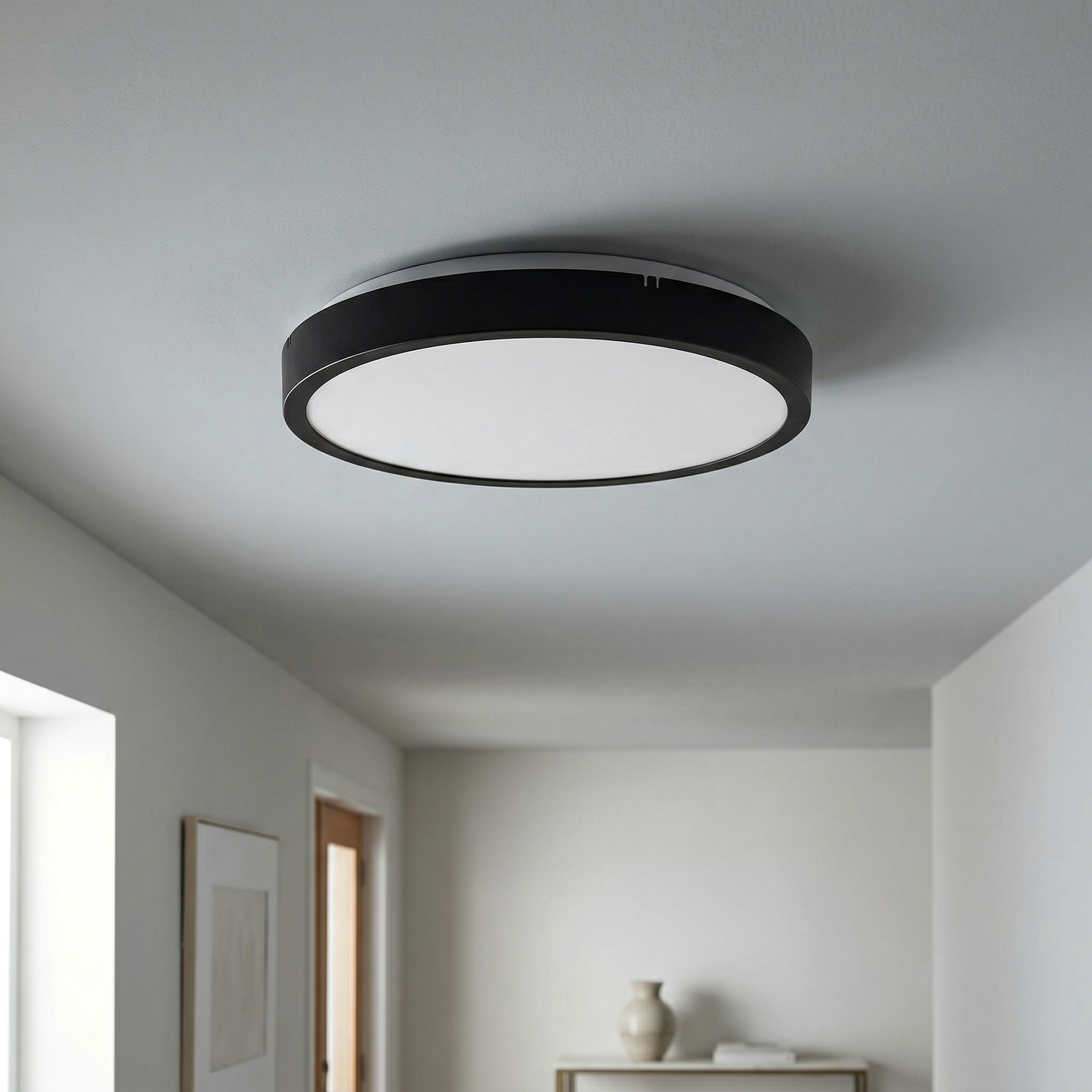 Plafon Alenzo okrągły czarno-biały LED 12W 3000/4000/6000K 780lm wym: 6,5 x 25,5 cm IP44 tworzywo sztuczne Rabalux