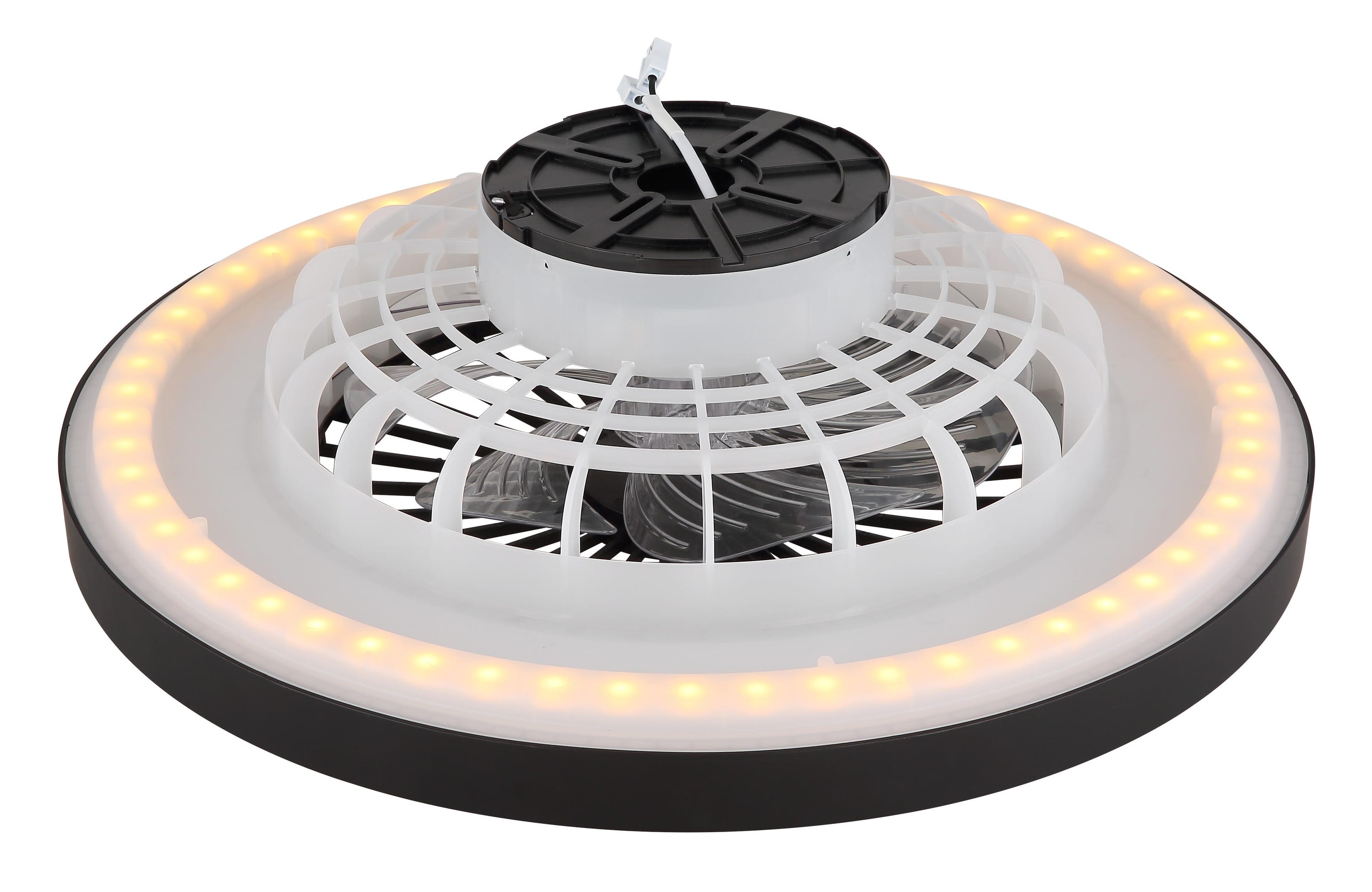 Cichy bezłopatkowy wentylator sufitowy z oświetleniem DC 20W z pilotem ø54 cm Blizzak czarny światło CCT 6 prędkości | zalecany do 20-40m²