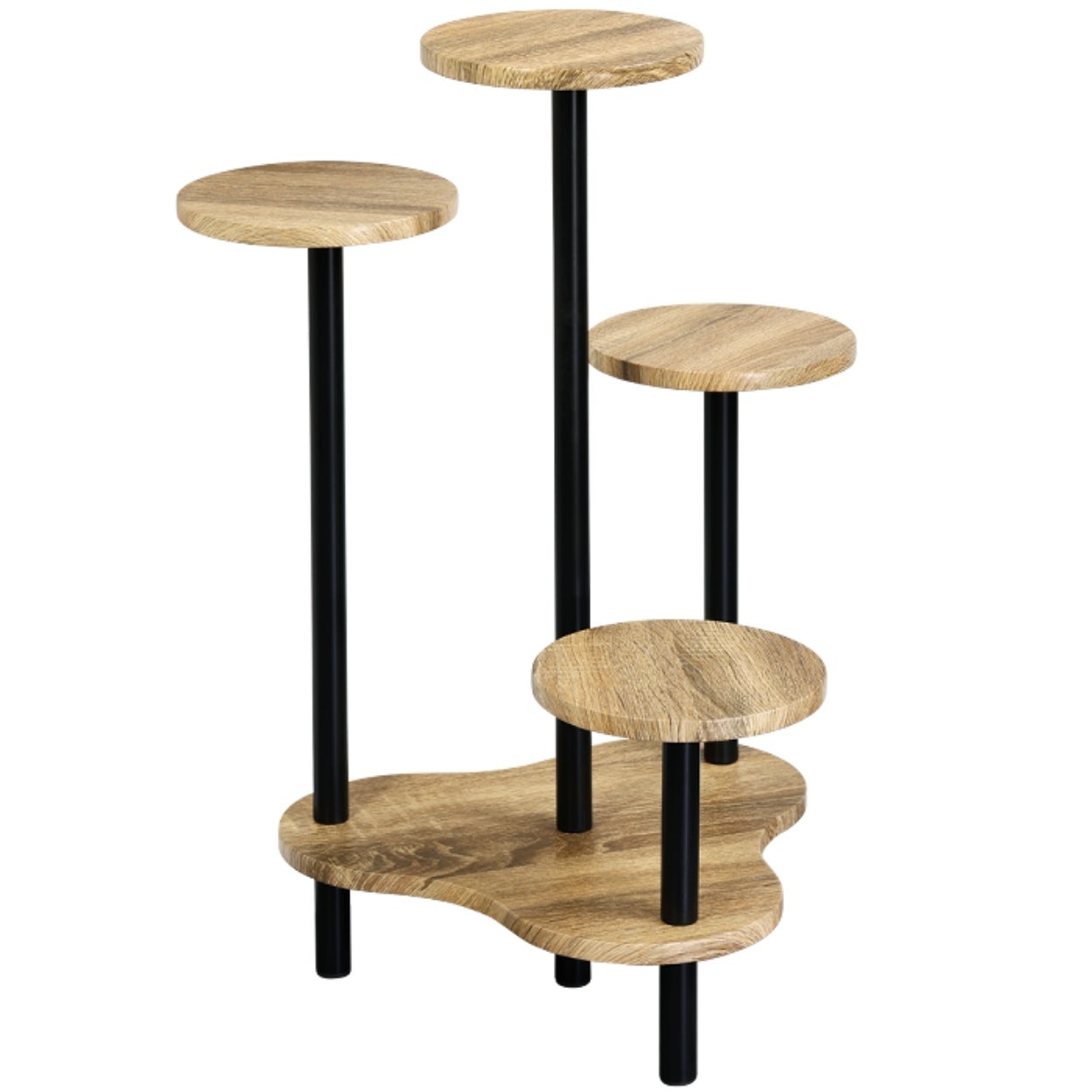 Kwietnik stojący loft 4 poziomy Kesper dąb/czarny metal MDF 64,5x46x72,5 cm 1 szt.