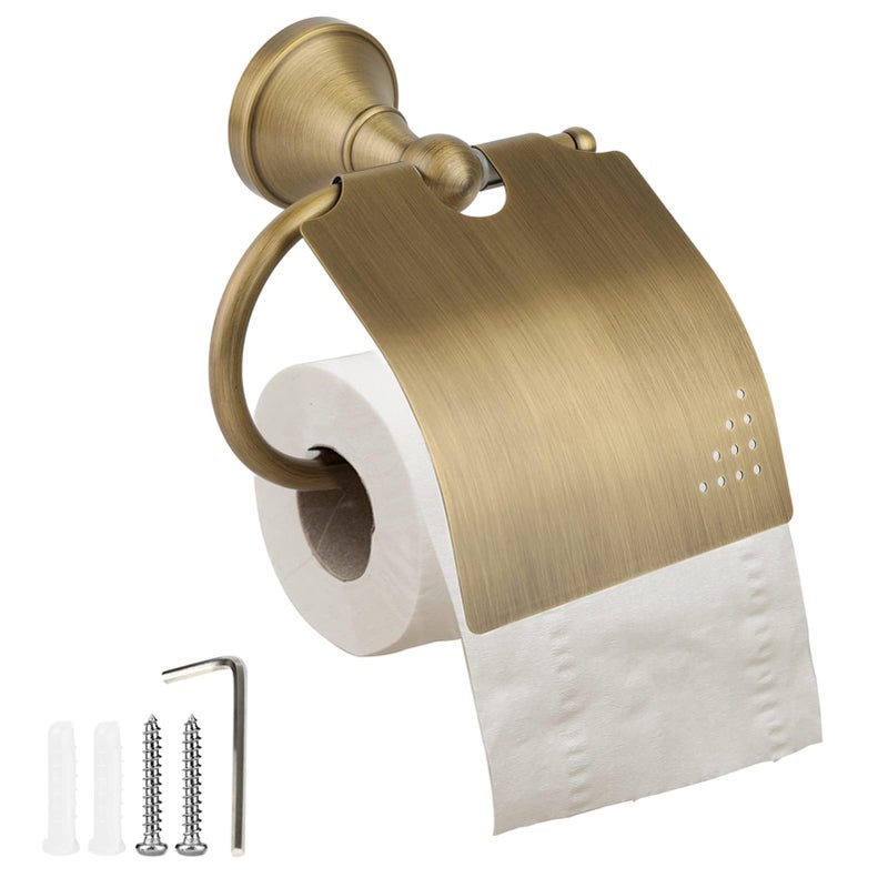 Antyczny uchwyt na papier toaletowy uchwyt na papier toaletowy szczotkowanego mosiądzu uchwyt papier toaletowy stylu vintage uchwyt ścienny pokrywką