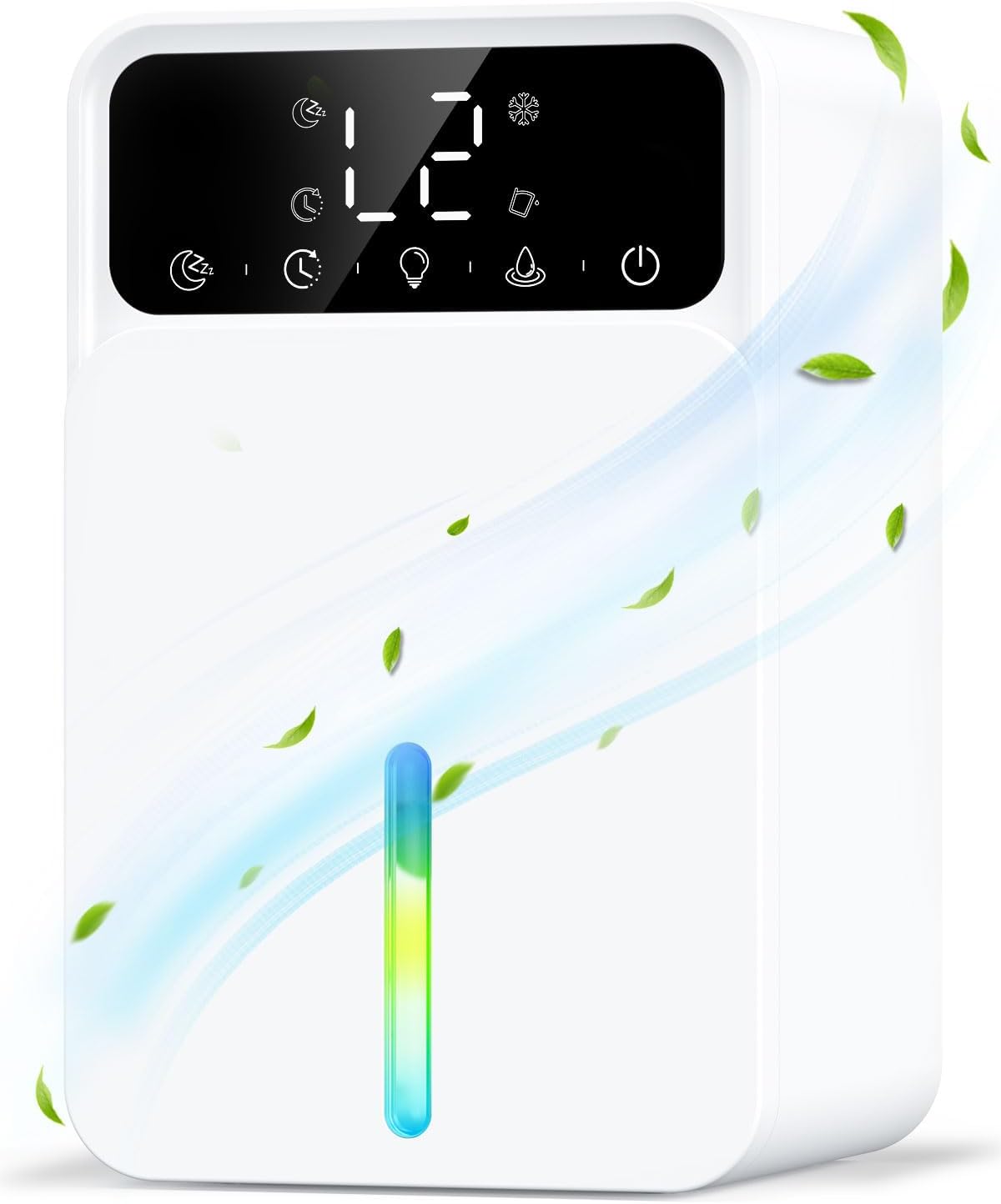 Elektryczny osuszacz powietrza 1200 ml | Tryb uśpienia | 7-kolorowe światło LED | Z automatycznym wyłączaniem | Przenośny | Ultracichy | Do sypialni/ł