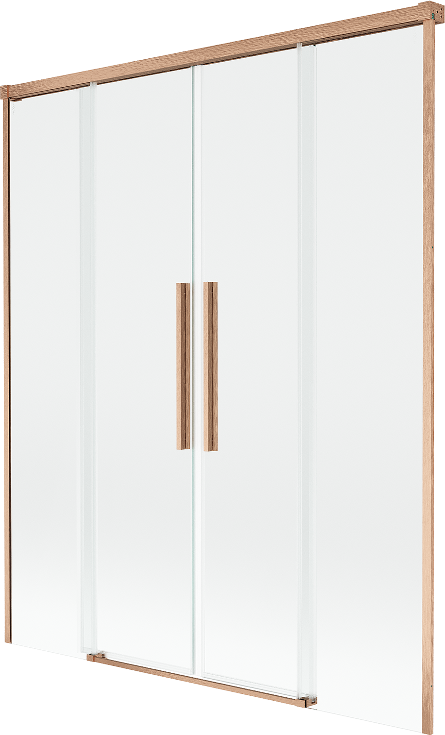 Mexen Rox parawan nawannowy 2-skrzydłowy rozsuwany 150 x 150 cm, transparent, miedź szczotkowana - 8C9-150-002-65-00