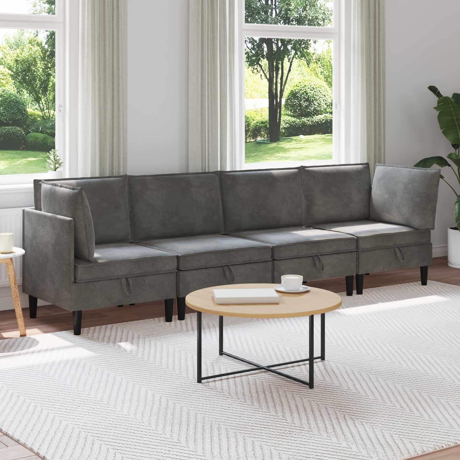 Zestaw mebli do salonu z poduszką 4 pcs ciemnoszary Welur vidaXL