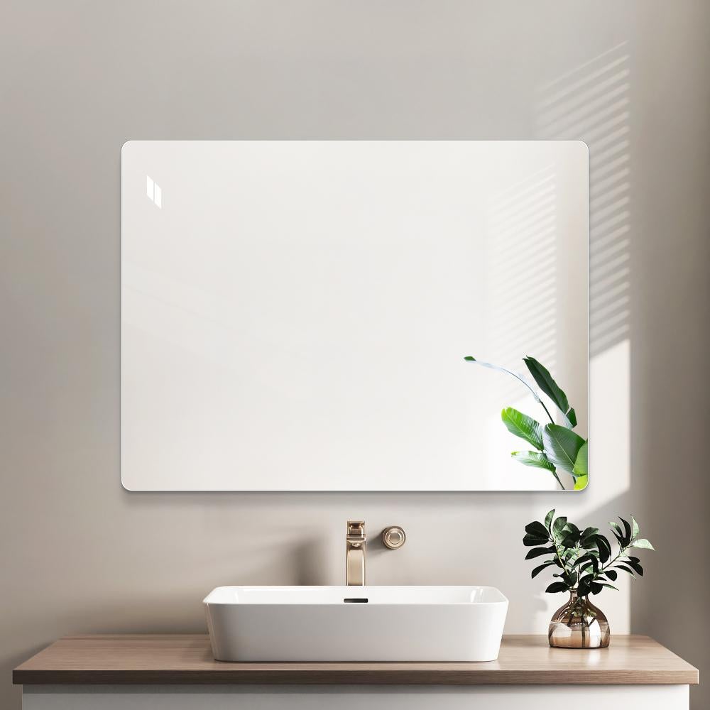 Lustro bezramowe 100x75 cm, HD, bez miedzi, polerowane krawędzie, odporne na stłuczenie – montaż poziomy/pionowy, do łazienki/sypialni/przedpokoju