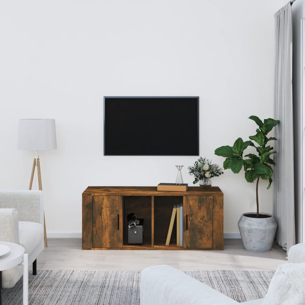 Szafka pod telewizor, przydymiony dąb, 100x35x40 cm vidaXL