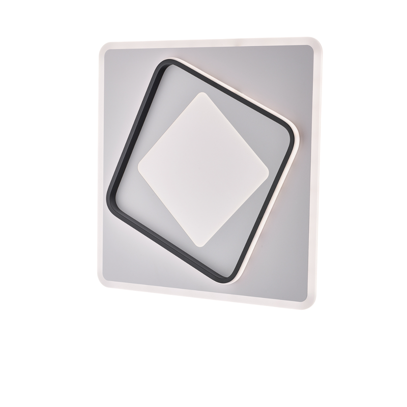 Plafoniera in metallo e alluminio laccato bianco e nero con led integrato CCT + telecomando H.6 - Ø 50
