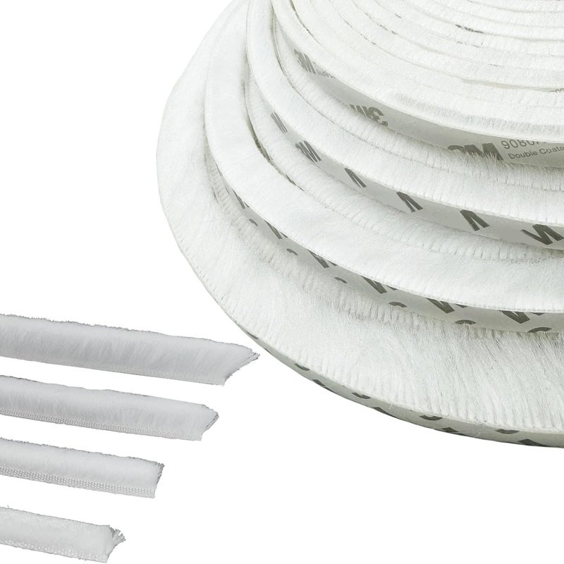 Uszczelka szczotkowa do drzwi, 5 m x 9 mm x 23 mm, biała, uszczelka okienna do drzwi dźwiękoszczelnych, uszczelka szczotkowa do moskitiery