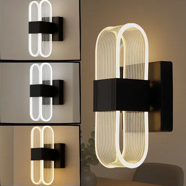 Lampa LED ścienna 12W, ściemniana, nocna lampka - 3 kolory (3000K/4000K/6000K) - miękkie oświetlenie do wnętrz, sypialni, przedsionków, (20.5x10cm)