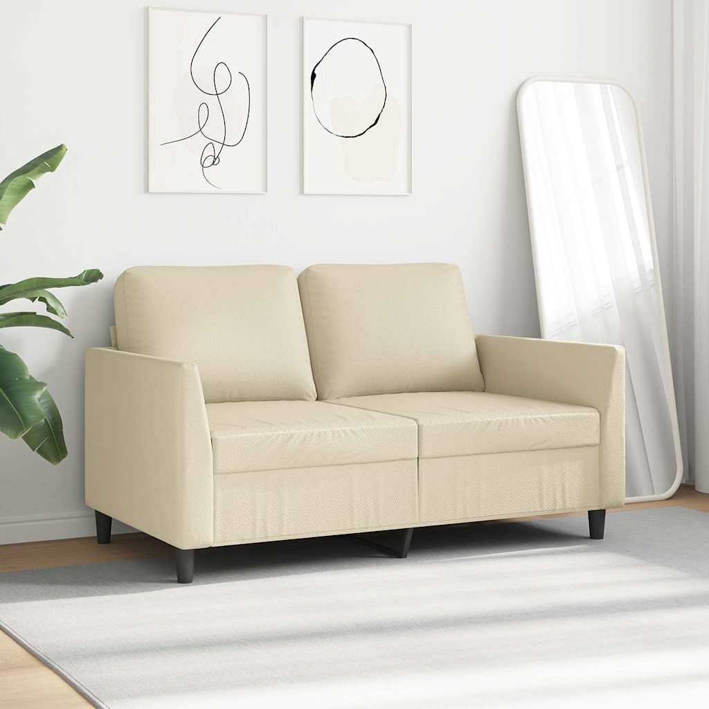 2-osobowa sofa, kremowy, 120 cm, sztuczna skóra