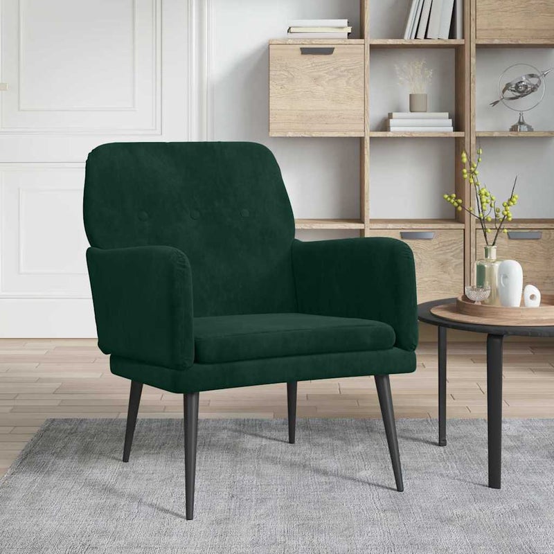 Fotel, ciemnozielony, 62x79x79 cm, obity aksamitem