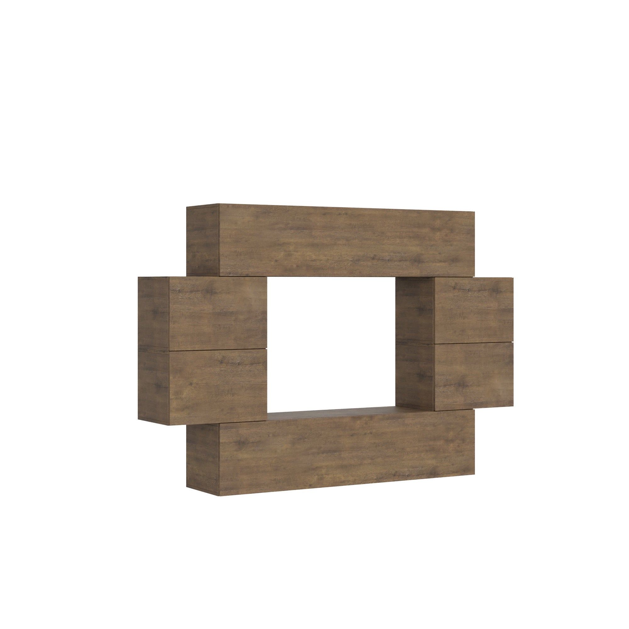 Mueble de pared para salón Isoka A07 (Ancho: 234, Alto: 160, Profundidad: 39,5). Moderno, suspendido, con efecto madera de nogal.