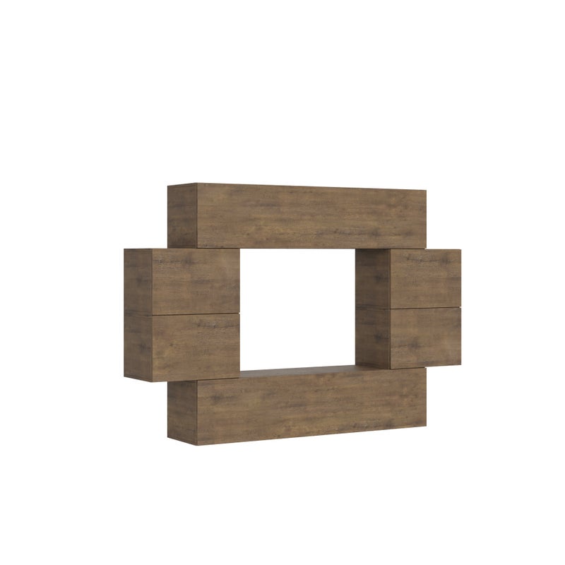 Mueble de pared para salón Isoka A07 (Ancho: 234, Alto: 160, Profundidad: 39,5). Moderno, suspendido, con efecto madera de nogal.