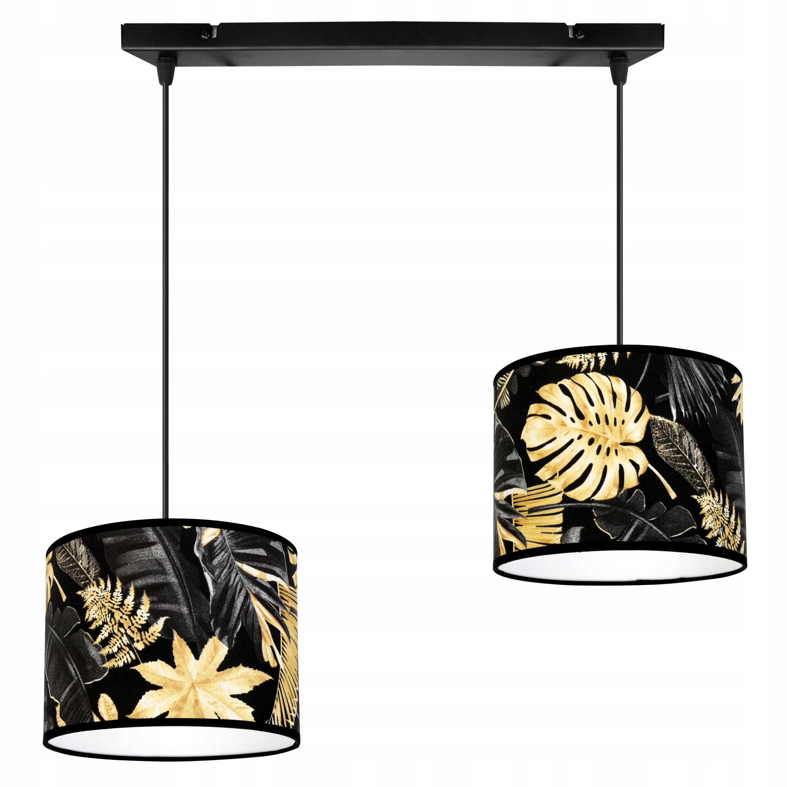 Lampa sufitowa wisząca Light Home LH Gold Flowers 2x E27 60W abażur kwiaty 20cm czarny/złoty