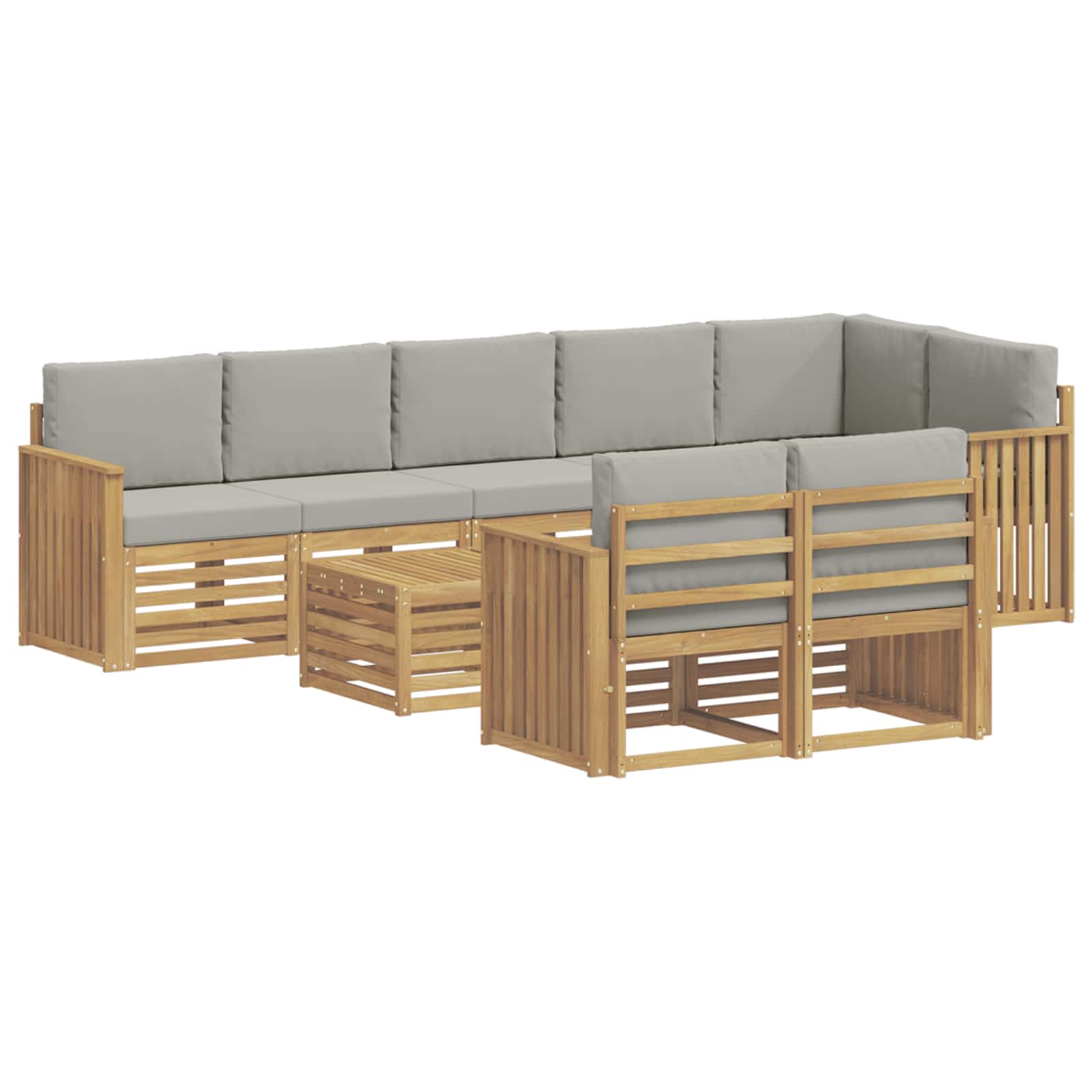 Zestaw sof na zewnątrz 9 pcs Biały i jasnoszary 59 x 59 x 37 cm