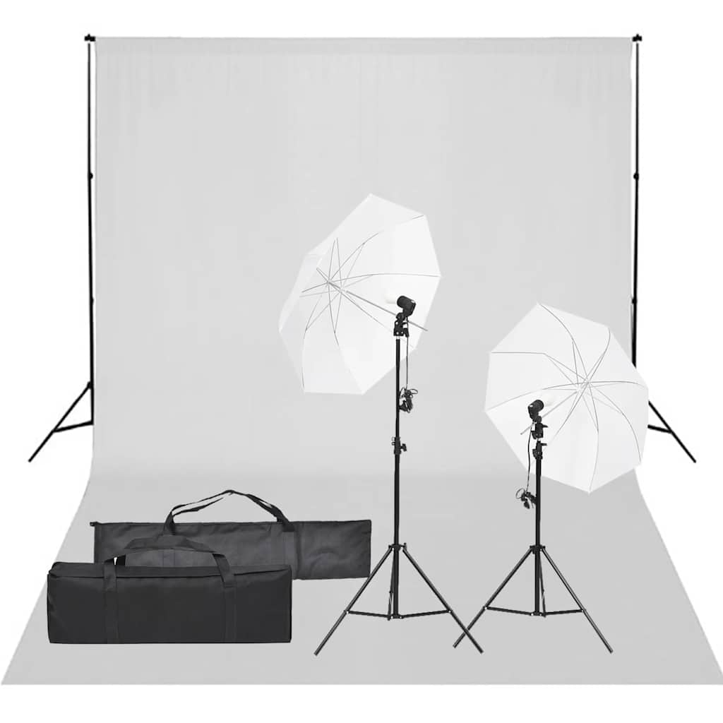 Fotograficzny zestaw studyjny z lampami i tłem vidaXL