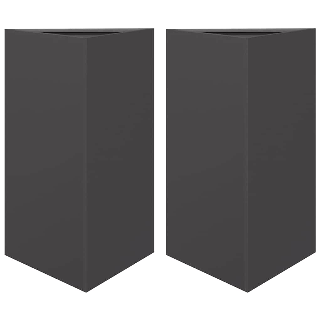 2x Donica Ogrodowa Metalowa Czarna Trójkątna z Dnem na Taras