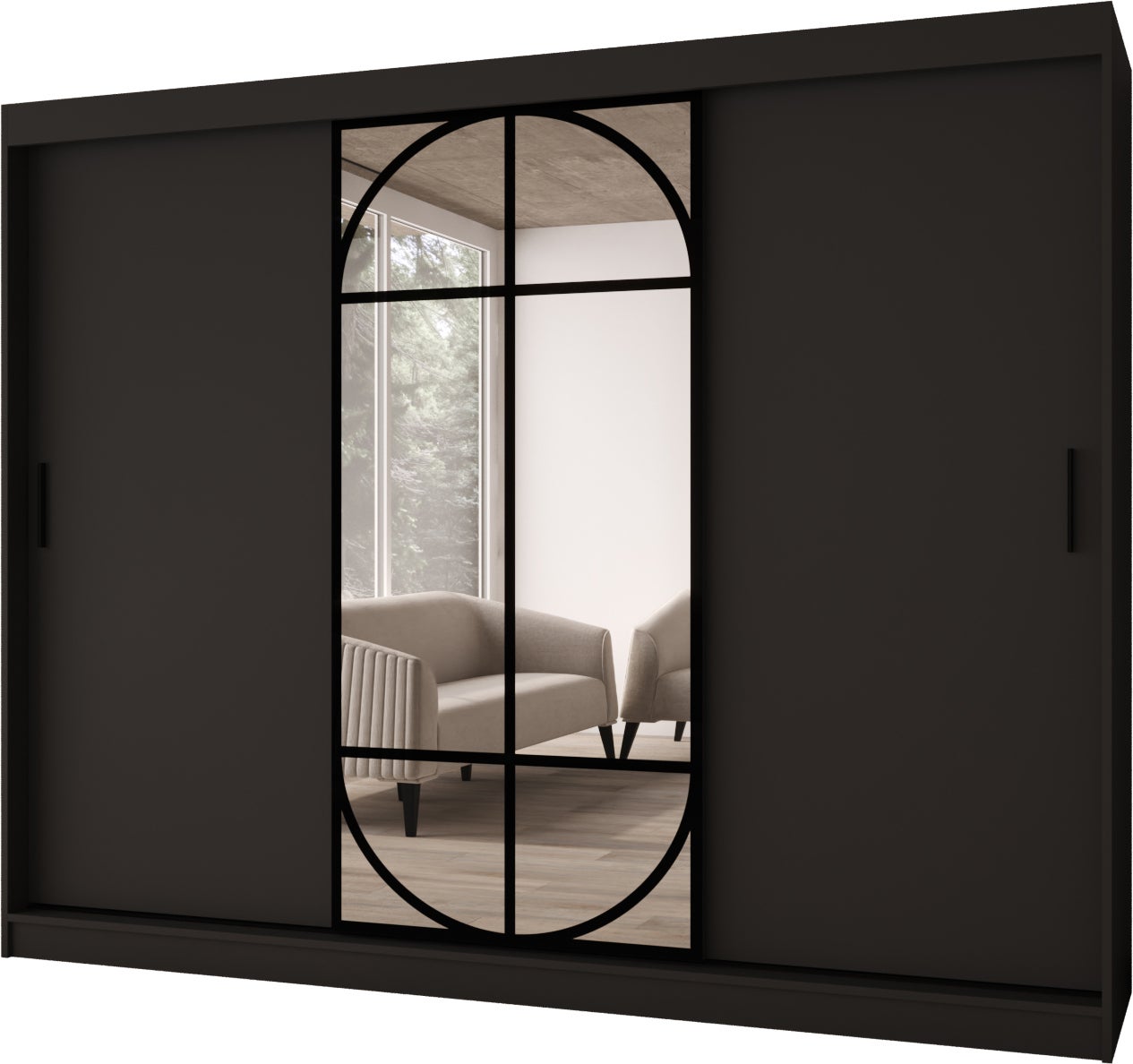 Szafa przesuwna z lustrem LUGO 250 x 62 x 200 czarny + u. czarny