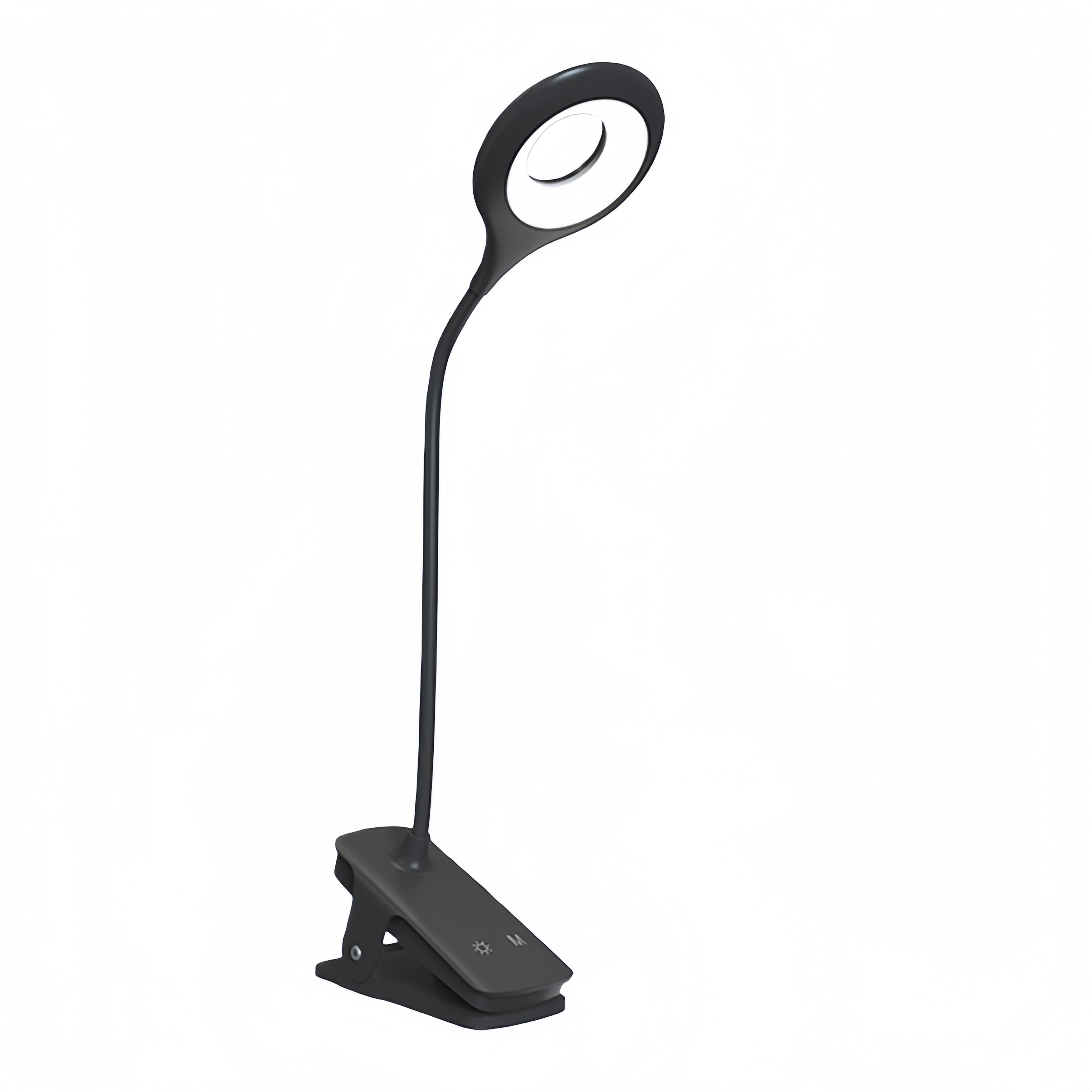 Lampka do czytania z klipsem do łóżka, lampka biurkowa 3 kolory, 3 poziomy jasności z mocnym klipsem, lampka nocna z gęsią szyją, ładowana przez USB-C