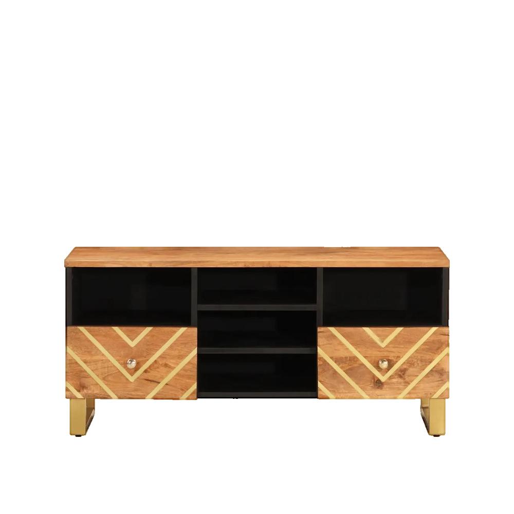 Szafka RTV vidaXL z drewna mango brązowa solidna 100x33,5x46 cm