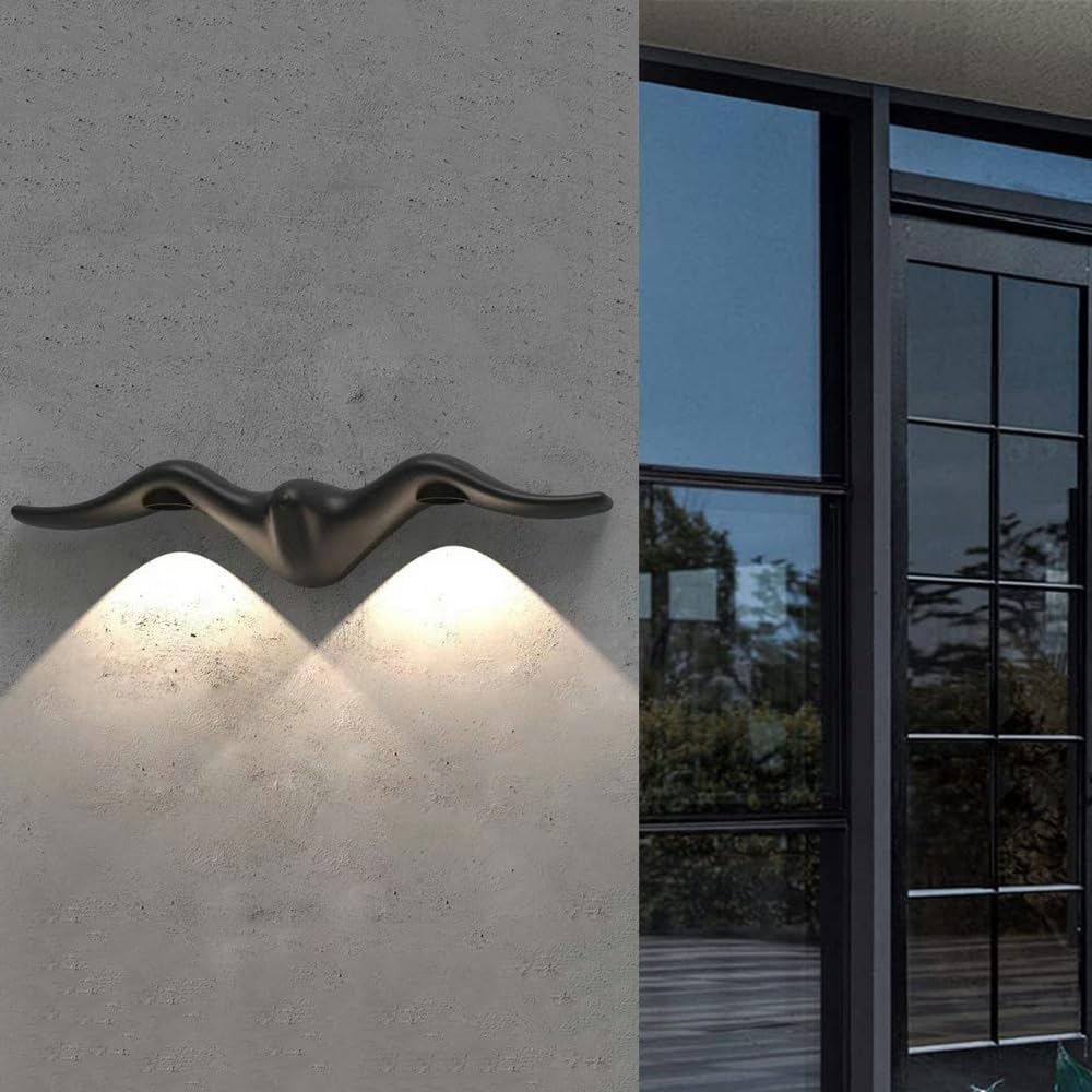Zewnętrzna lampa ścienna, wodoodporna lampa zewnętrzna LED, czarna, ciepłe światło 3000K
