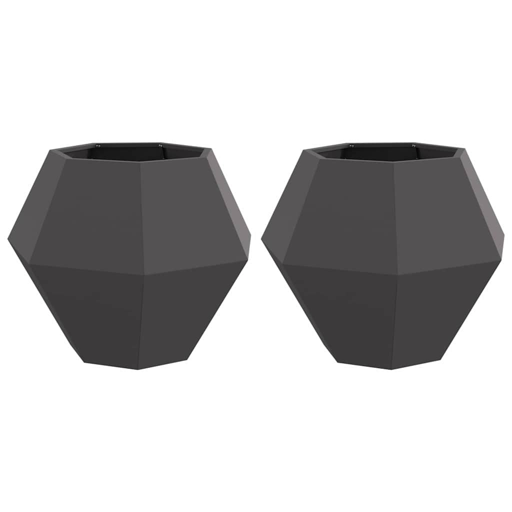 Donica 2 szt. Czarny 75 x 75 x 60 cm Stal