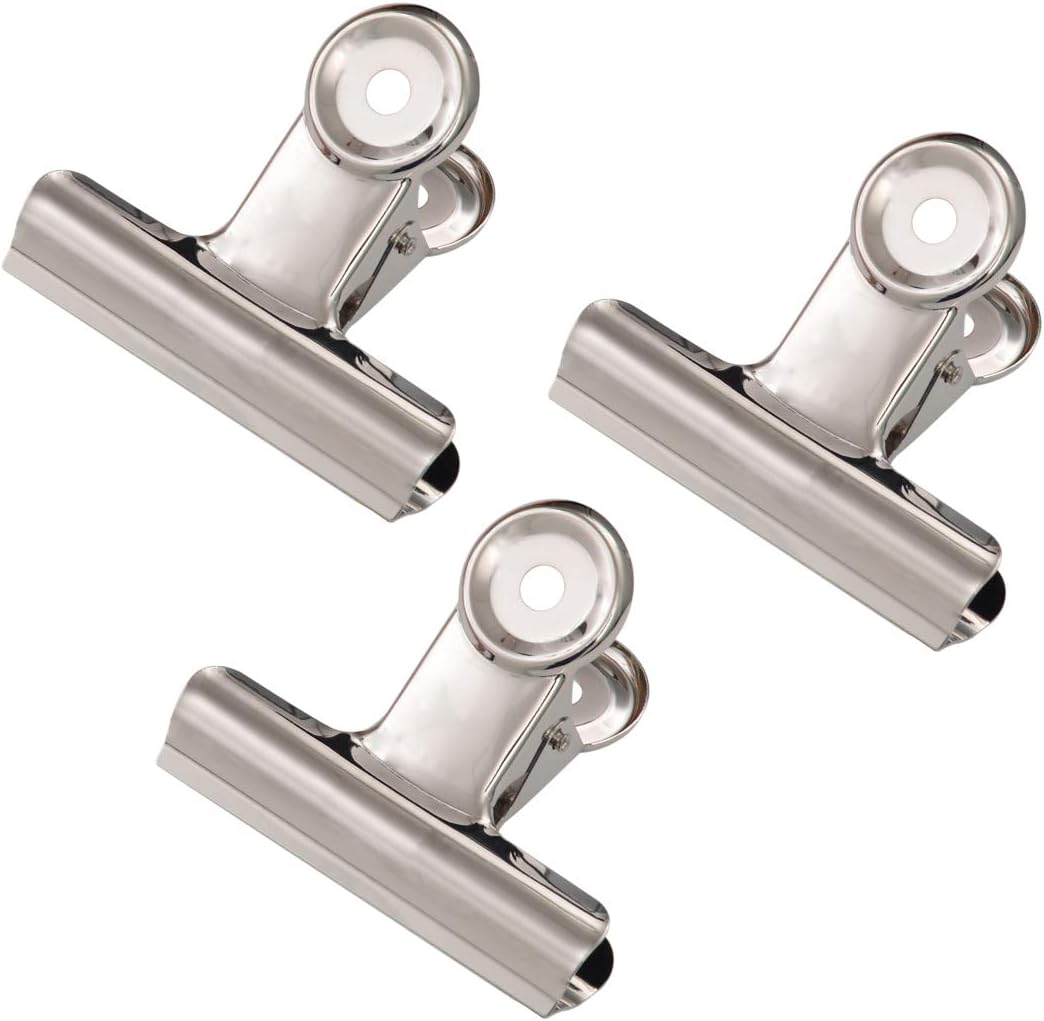 Opakowanie 20 dużych metalowych klipsów zawiasowych, 2 cale (51 mm), srebrny spinacz do papieru/srebrne klipsy do segregatorów do zdjęć, obrazów i mat